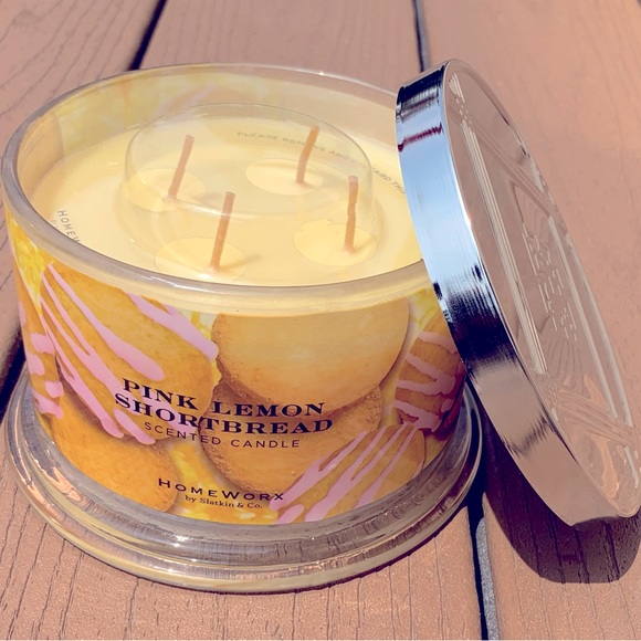 🆕 PINK LEMON SHORTBREAD HARRY SLATKIN HOMEWORX 4 WICK 18oz CANDLE NWTS!!! - Picture 5 of 5